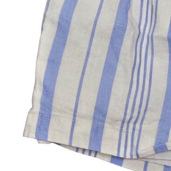 Forever 21 Blue White Shorts Zipper Elastic Pockets Linen High Waist Size Small - Picture 8 of 11